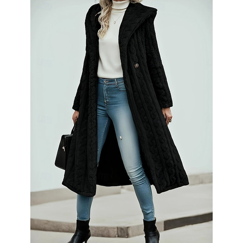 Bree | Women's Plush Longline Winter Coat – Black