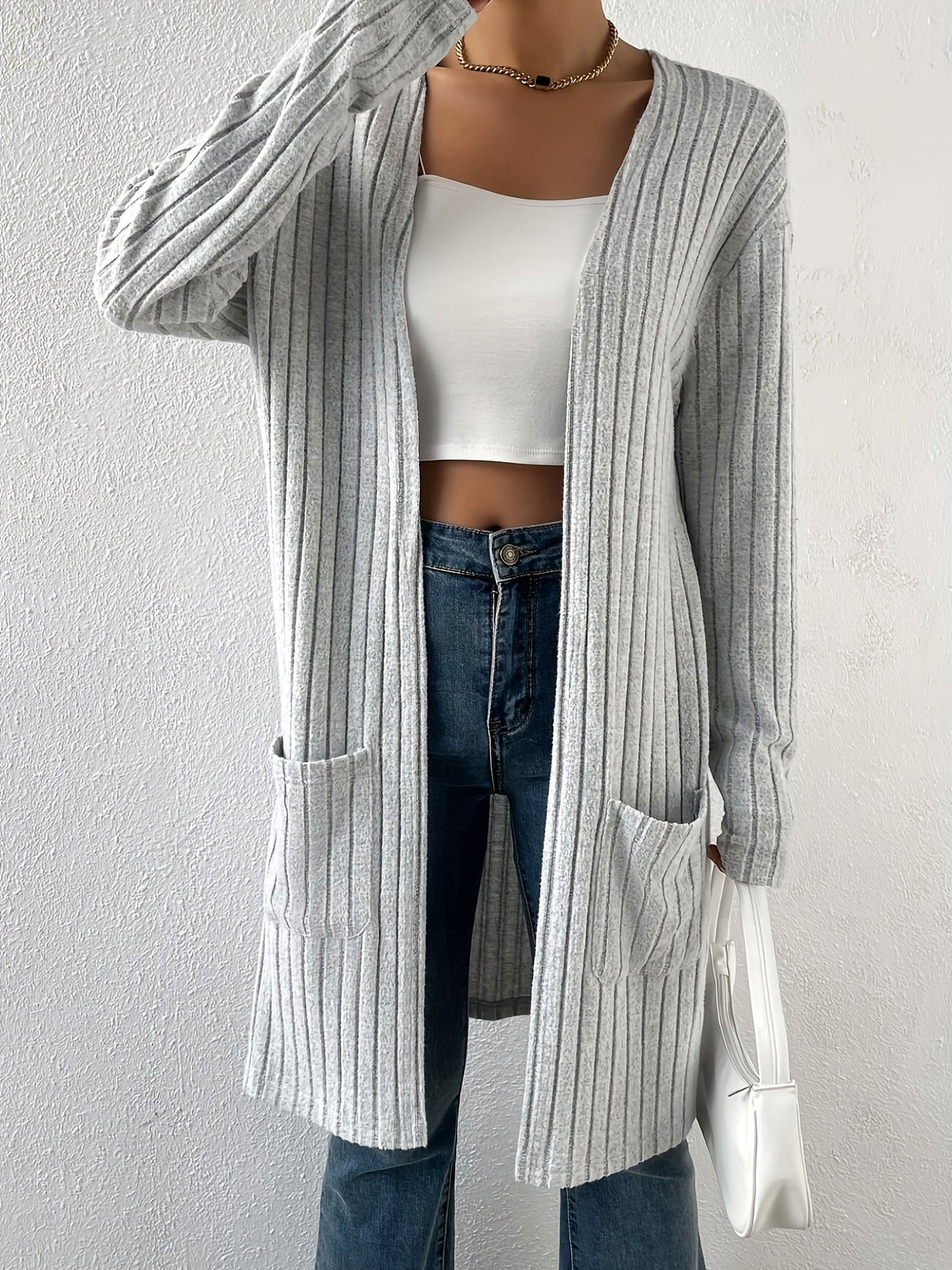 Delia | Women's Long Ribbed Cardigan Sweater – Open Front Knit Cardigan