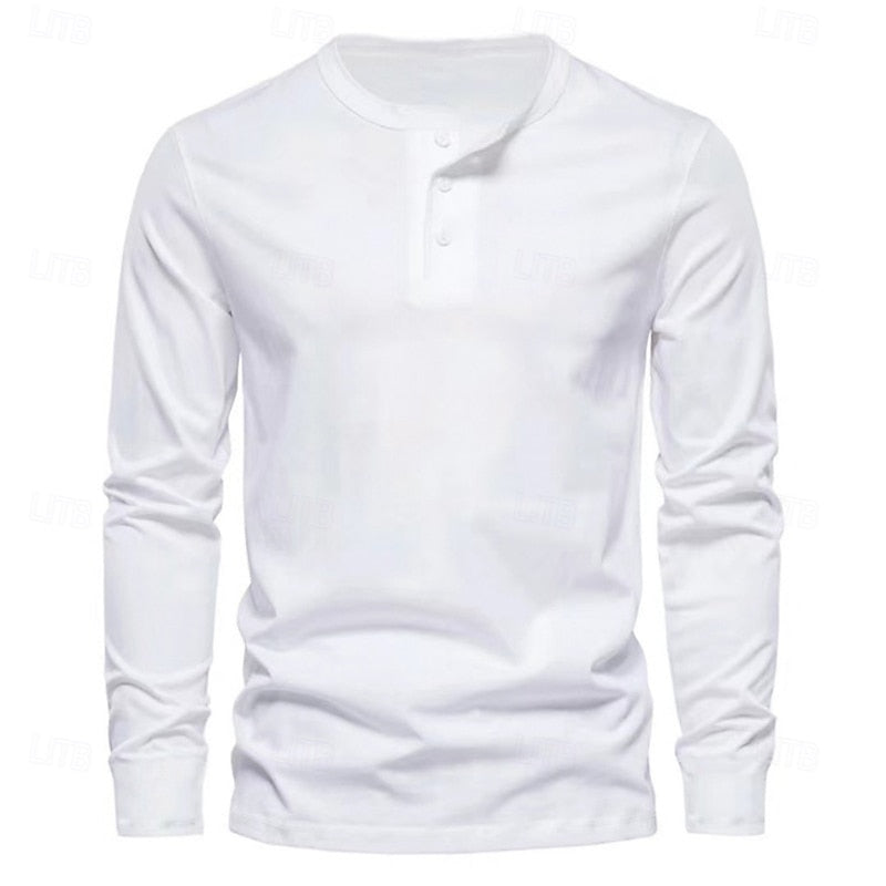 Liam | Men's Long Sleeve Henley Shirt – Button Placket Layering Top