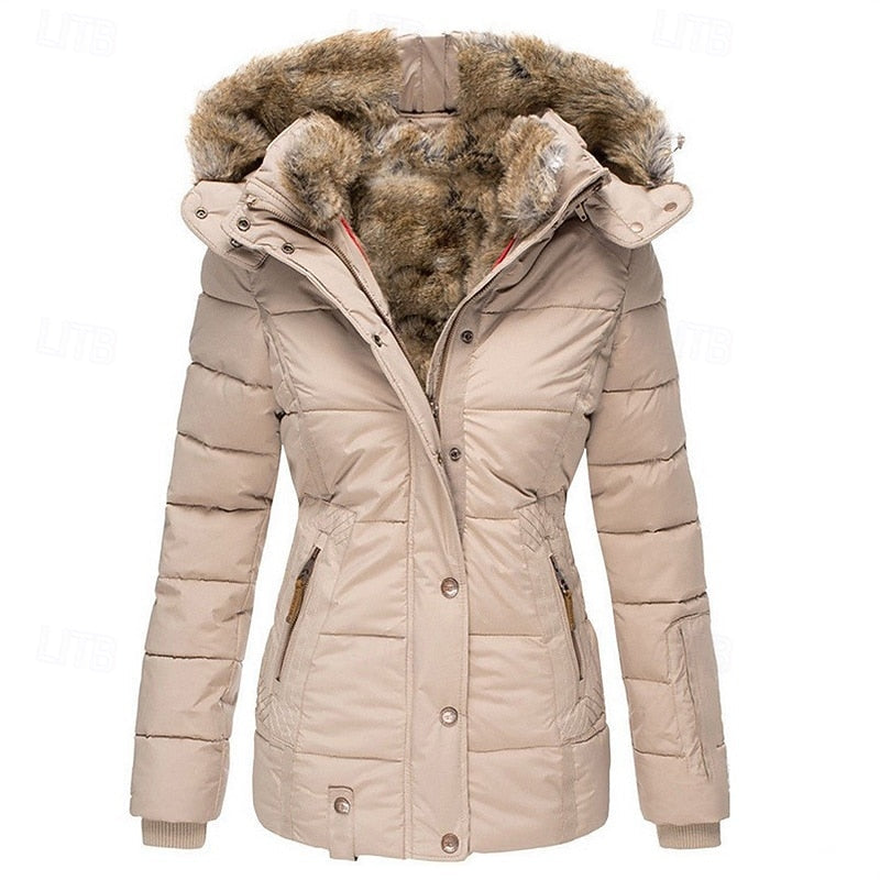 Layla | Women's Fur Trim Hooded Winter Jacket – Pink
