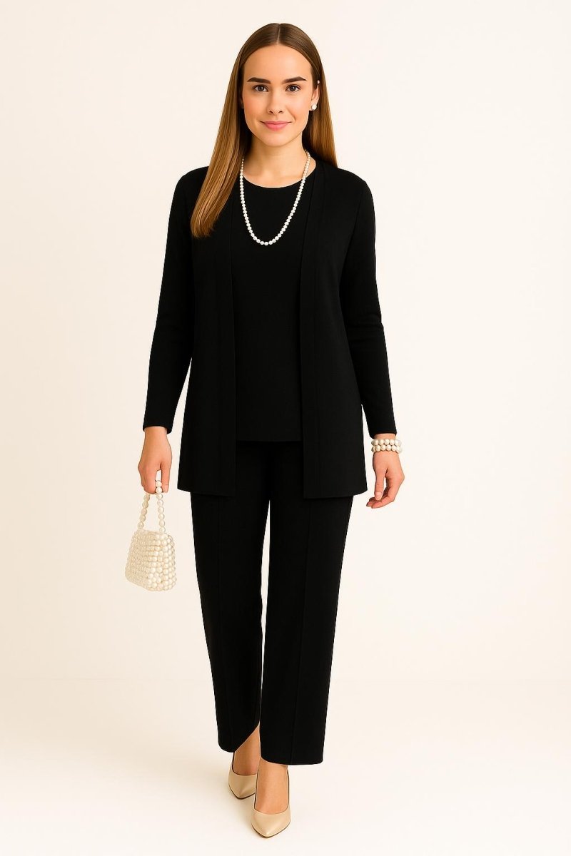 Romy | Women's Three Piece Cardigan Matching Set – Black