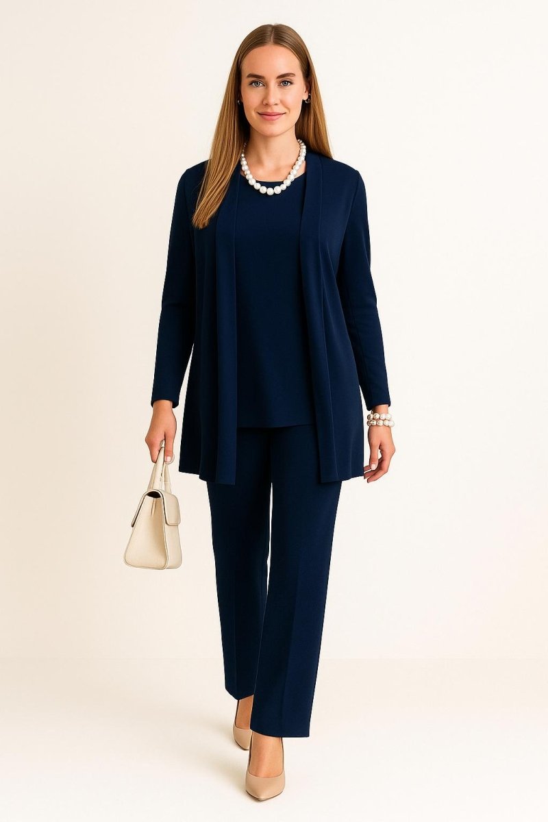 Romy | Women's Three Piece Cardigan Matching Set – Blue