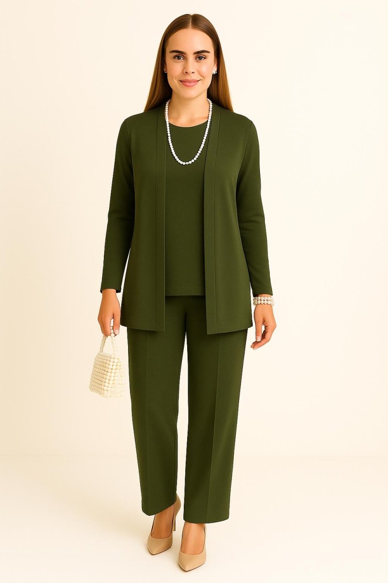 Romy | Women's Three Piece Cardigan Matching Set – Green