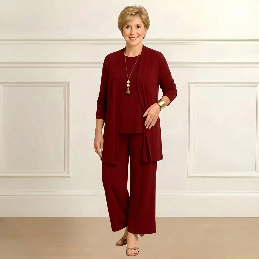 Adele | Women's Monochrome Three Piece Matching Set – Cardigan Lounge Set