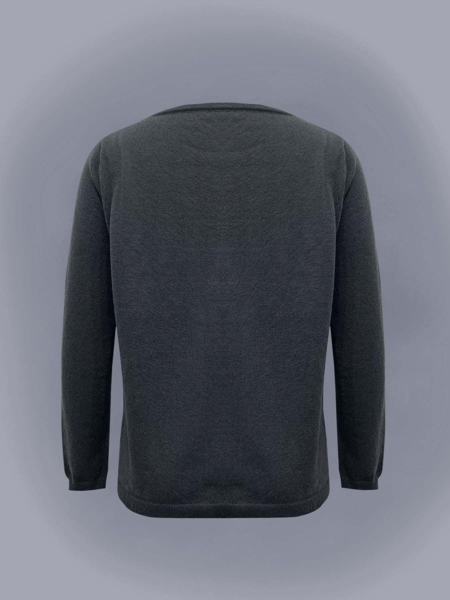 Olive | Women's Gray Crew Neck Knit Sweater – Basic Layering Pullover