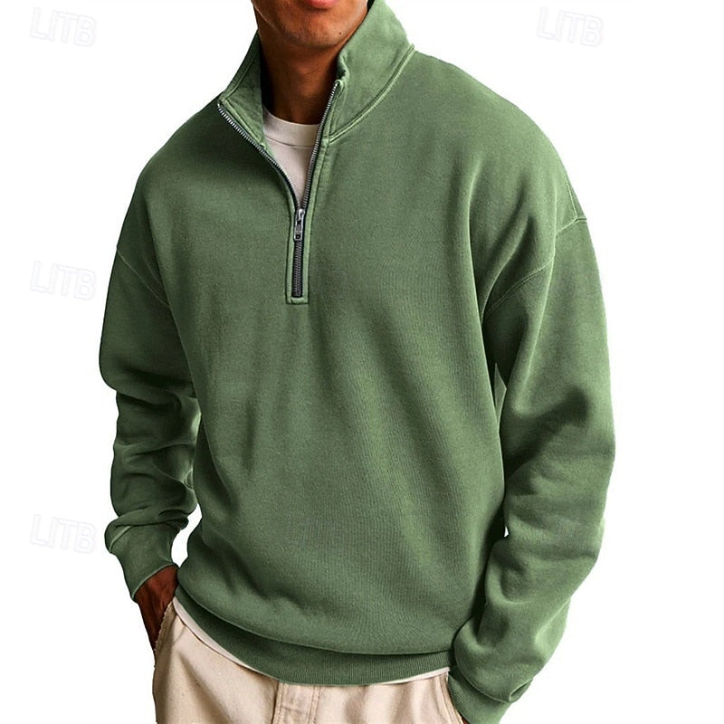 Rex | Men's Stand Collar Quarter Zip Sweatshirt – Green