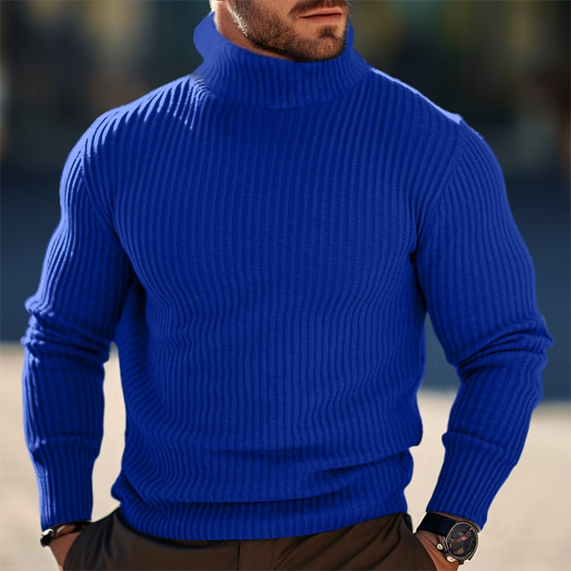 Wade | Men's Slim Fit Turtleneck Knit Sweater – Ribbed Pullover