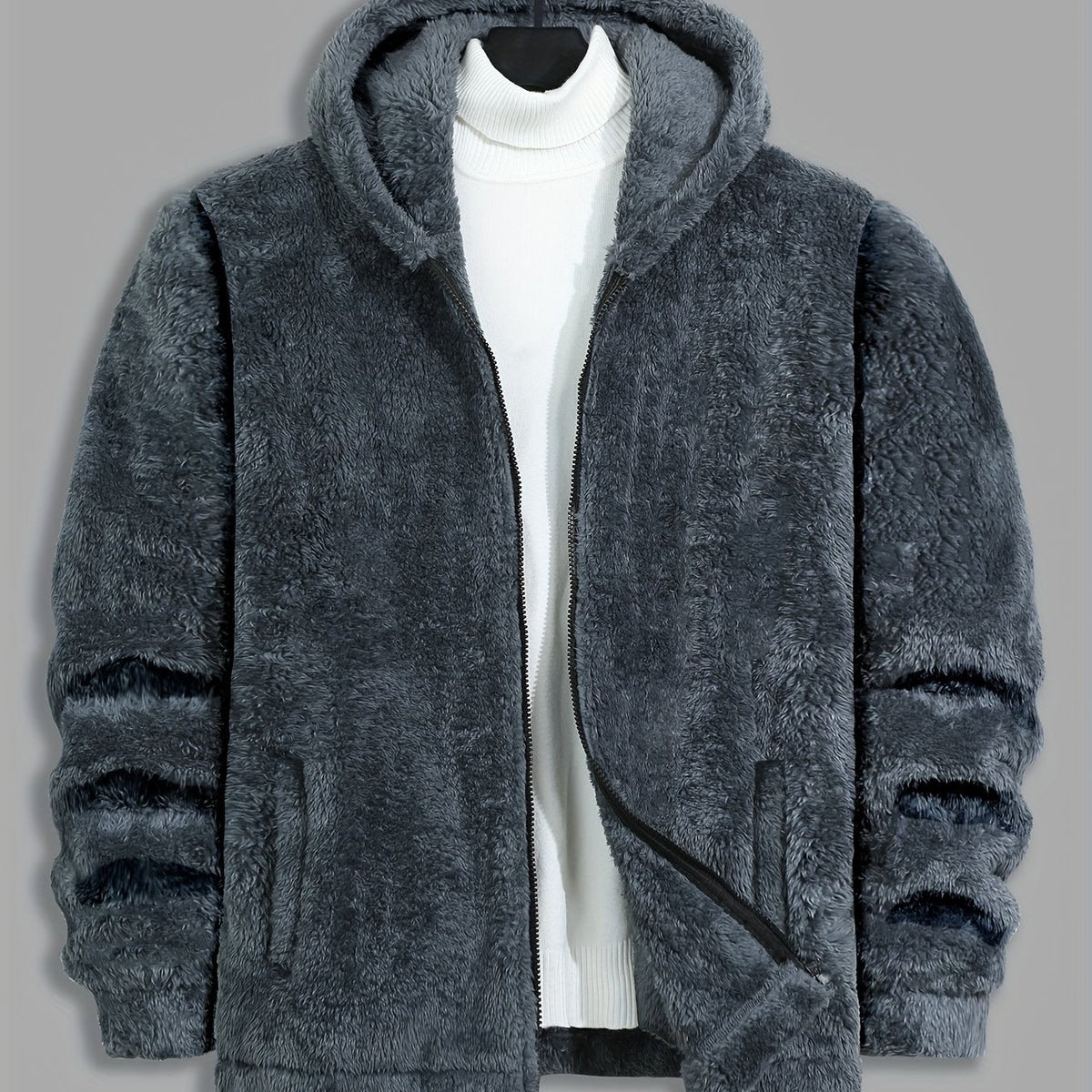 Ethan | Men's Plush Hooded Winter Jacket – Full Zip Winter Coat