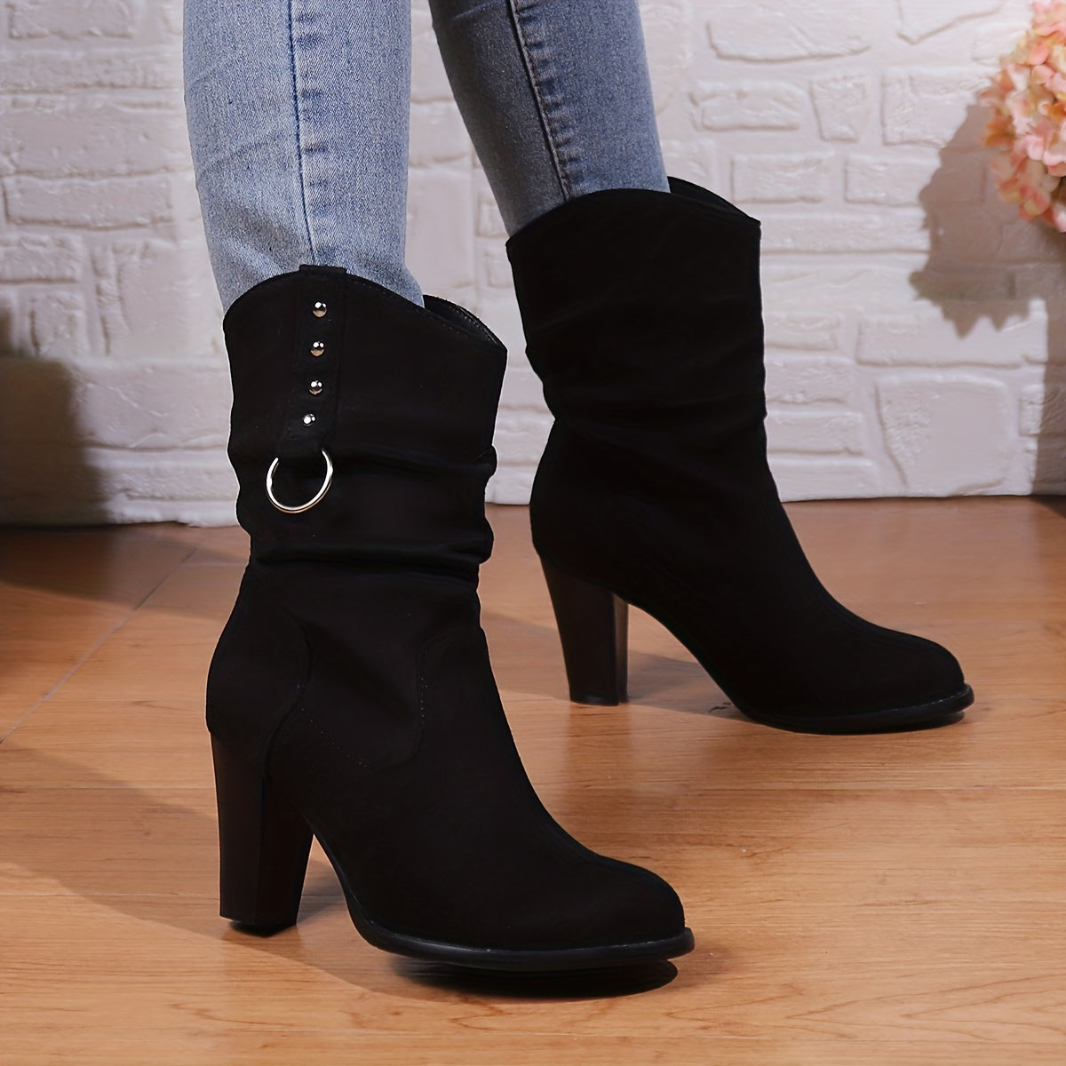 Gaia | Women's Slouchy Western Ankle Boots – Black