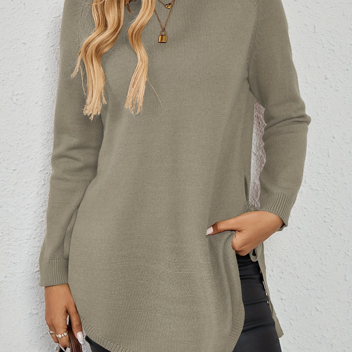 Uma | Women's Longline Knit Sweater – Grey