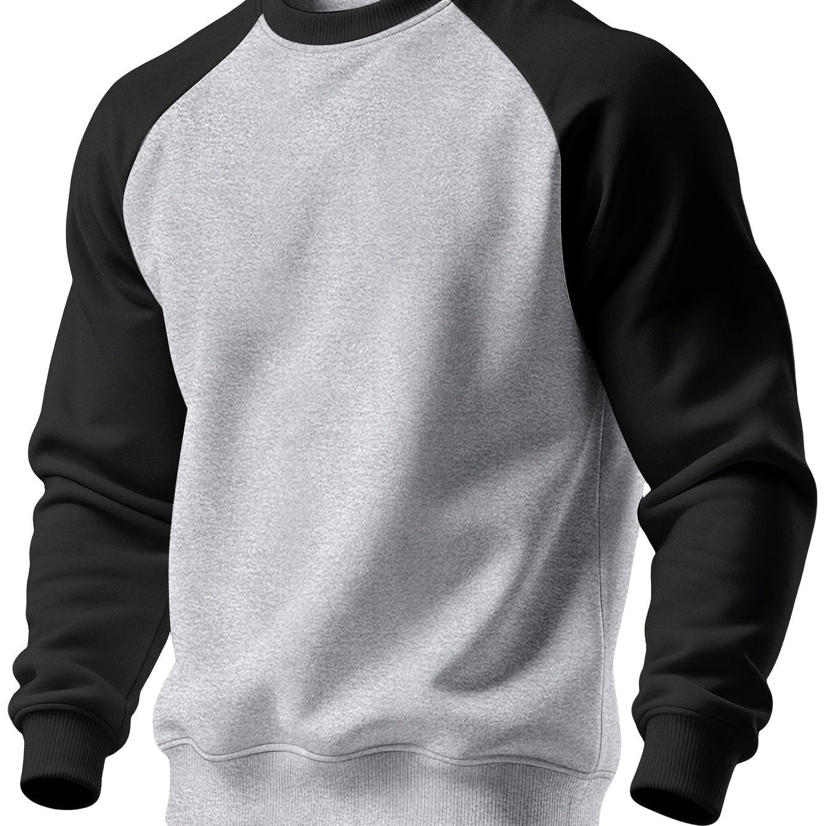 Pete | Men's Raglan Crewneck Sweatshirt – Light Gray + Black