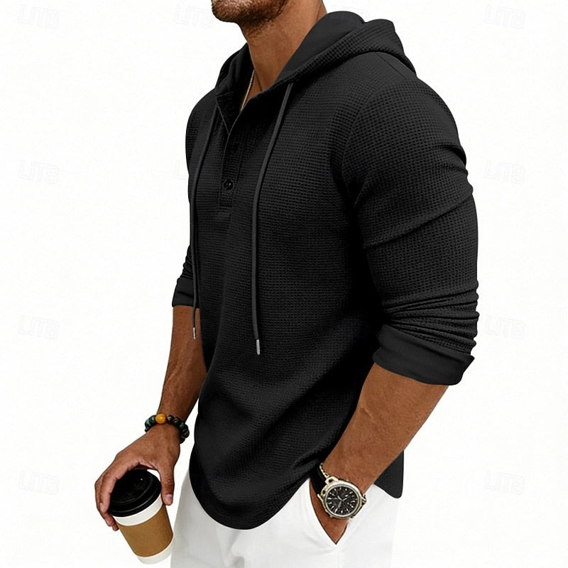 Wyatt | Men's Henley Hoodie – Breathable Relaxed Fit Hooded Shirt
