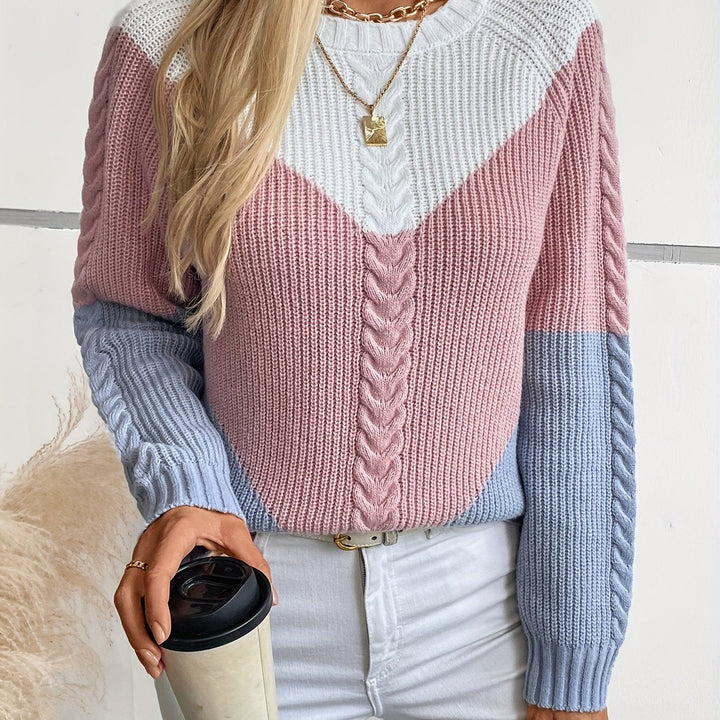 Brenna | Women's Colorblock Knit Sweater – Pink