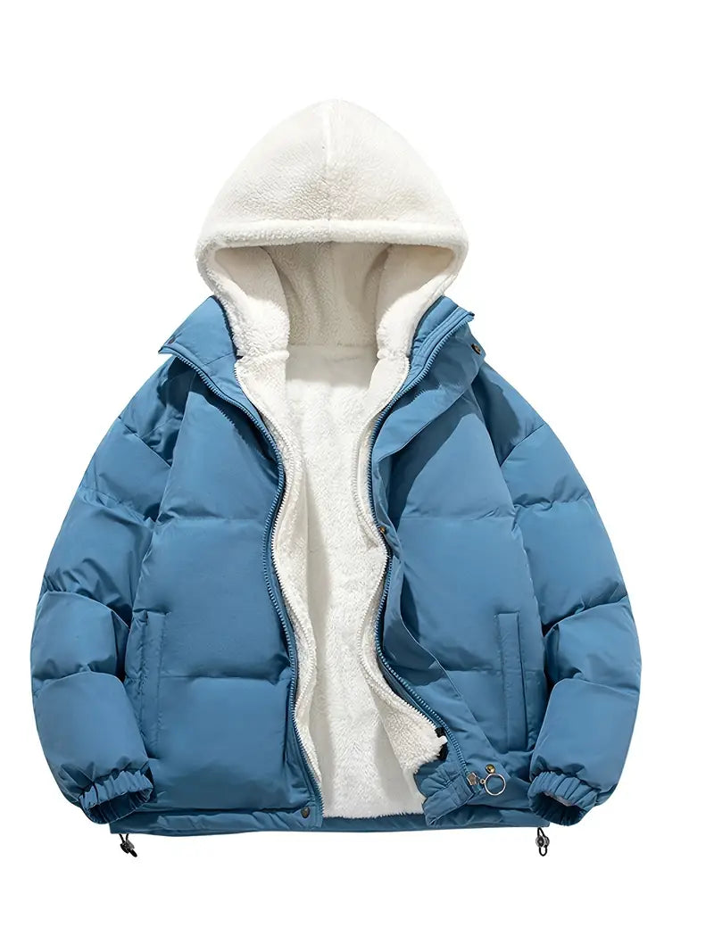 Zoe | Women's Hooded Sherpa Winter Jacket – Blue