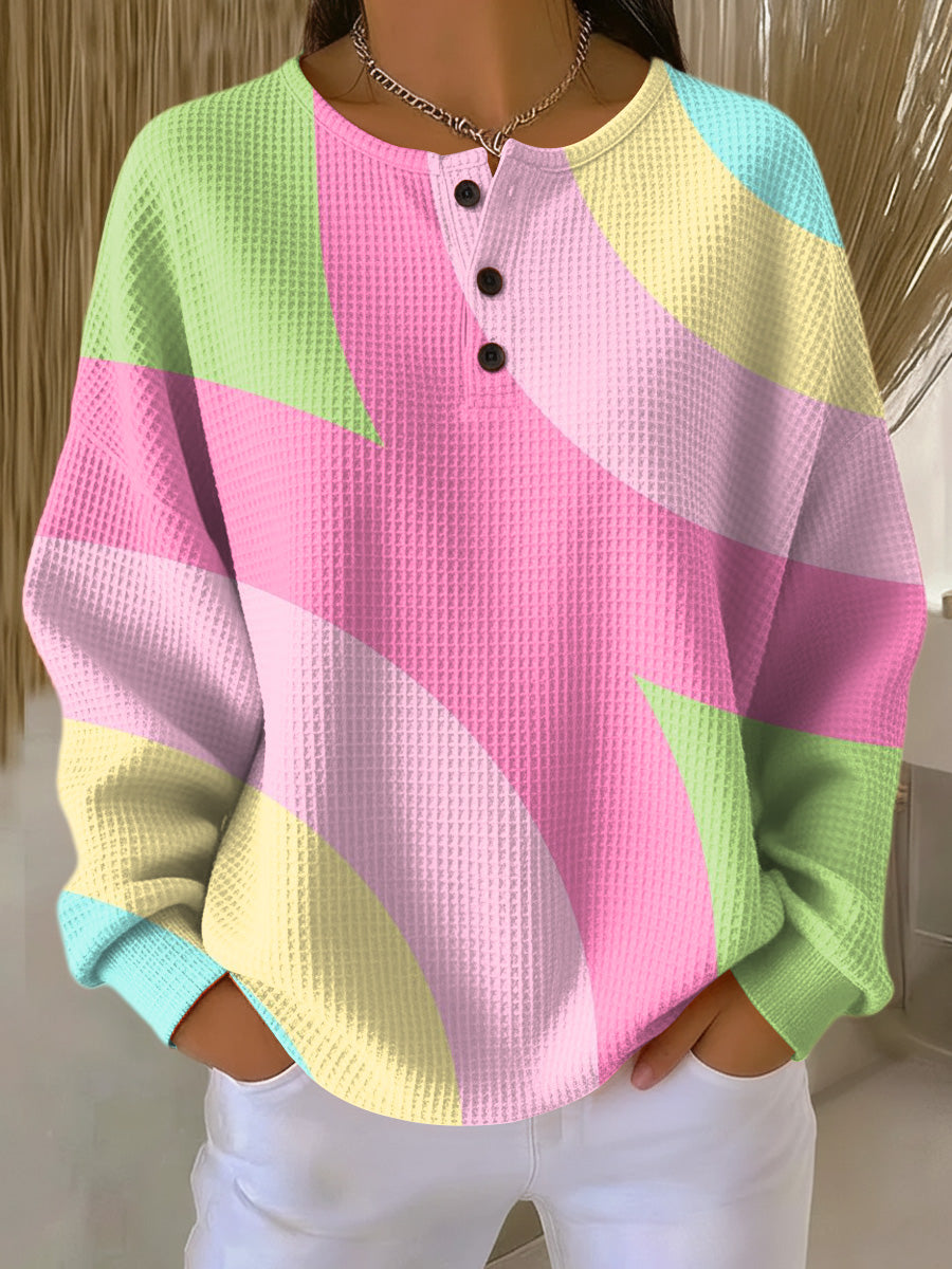Freya | Women's Geometric Print Knit Sweater – Pink
