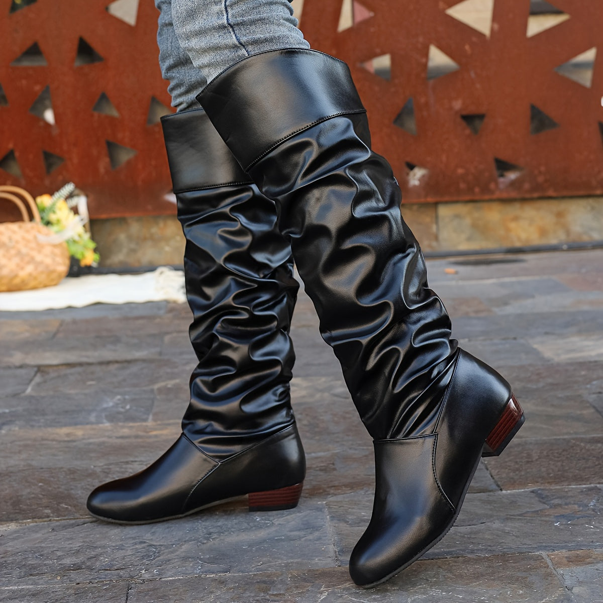 Lily | Women's Slouchy Low Heel Knee High Boots – Fall Boots