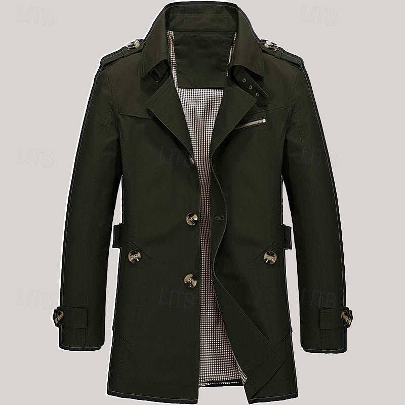 Kane | Men's Single Breasted Trench Coat – Army Green