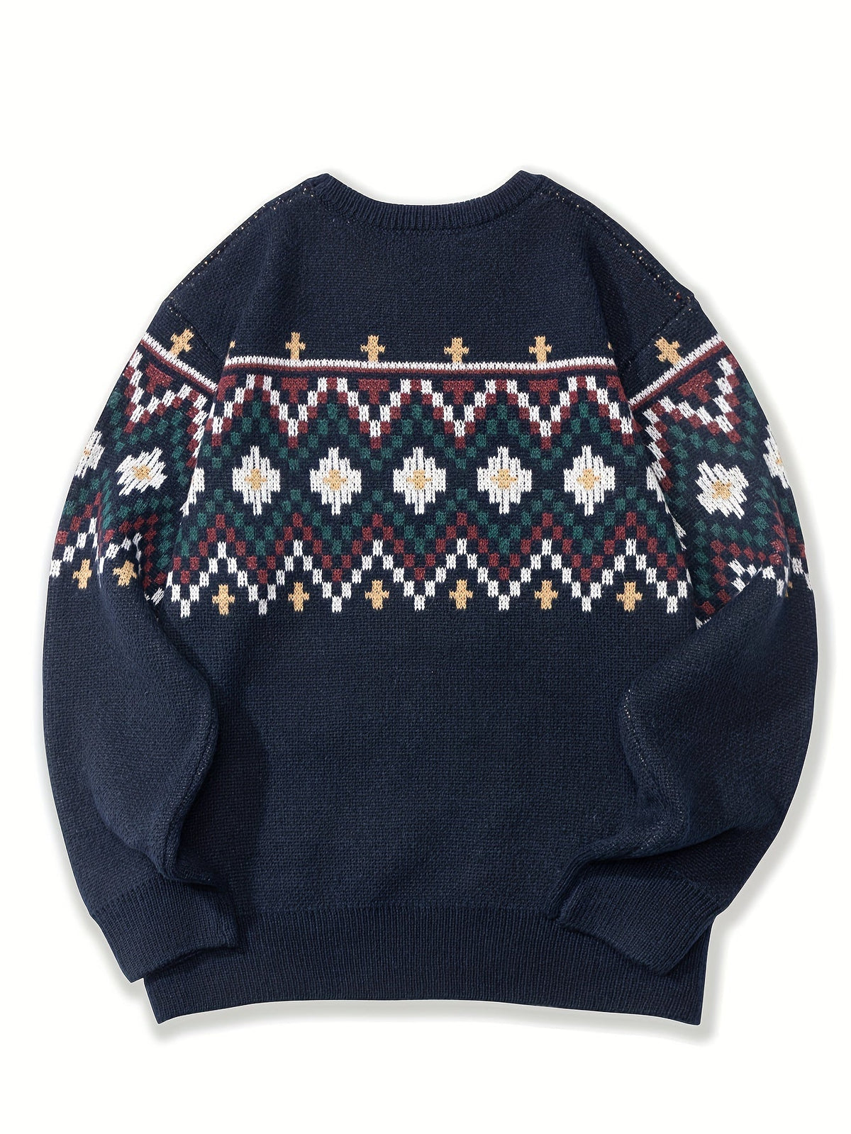 Hugo | Men's Navy Patterned Yoke Knit Sweater – Cosy Pullover