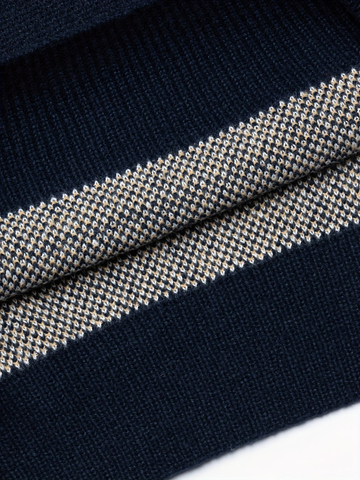 Hugo | Men's Navy Patterned Yoke Knit Sweater – Cosy Pullover