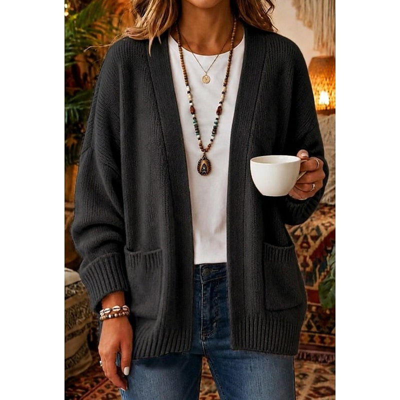 Jolie | Women's Open Front Cardigan Sweater – Black