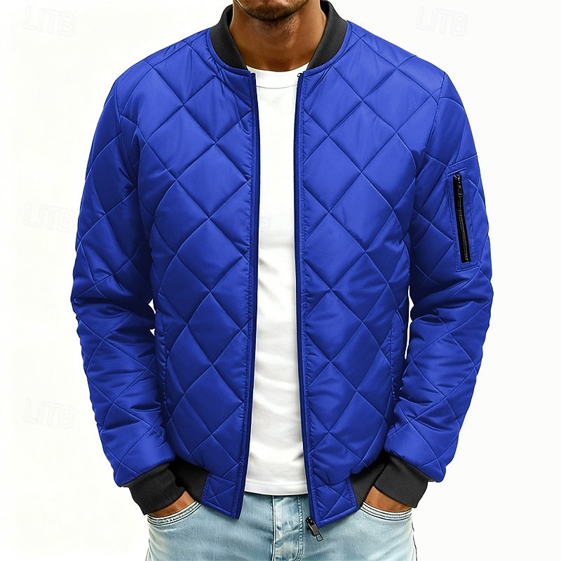 Clay | Men's Quilted Bomber Jacket – Diamond Stitch Padded Jacket