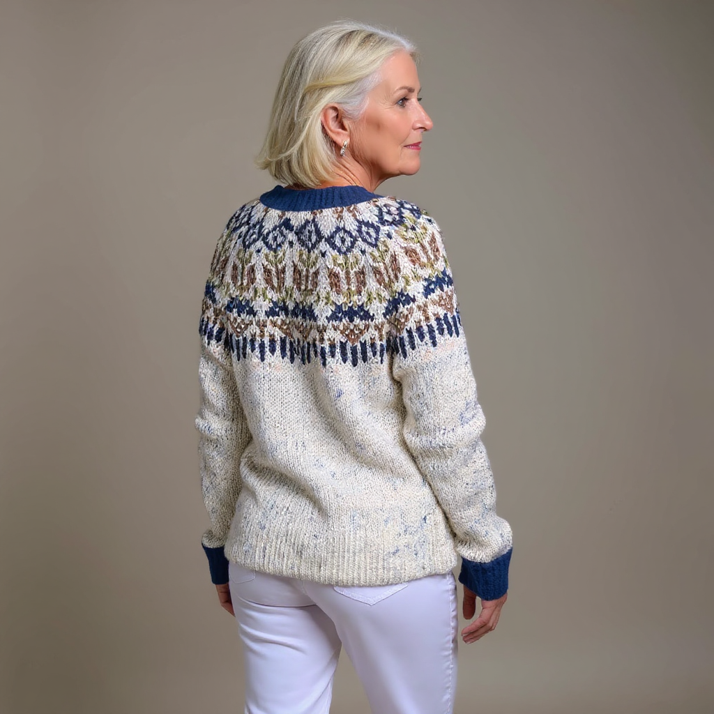 Emily | Women's Open Front Nordic Cardigan Sweater – Handmade Knit Cardigan