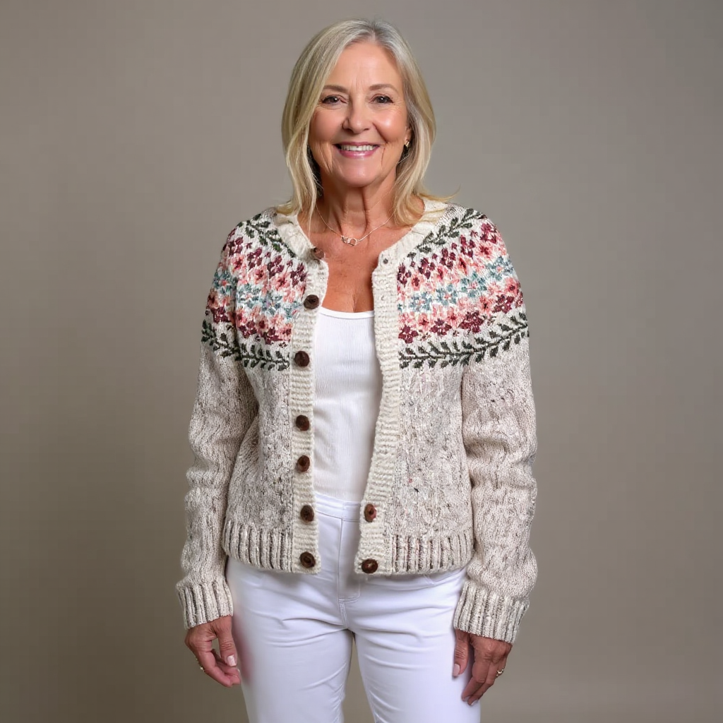 Petra | Women's Soft Nordic Yoke Cardigan Sweater – Itch-Free Knit Cardigan