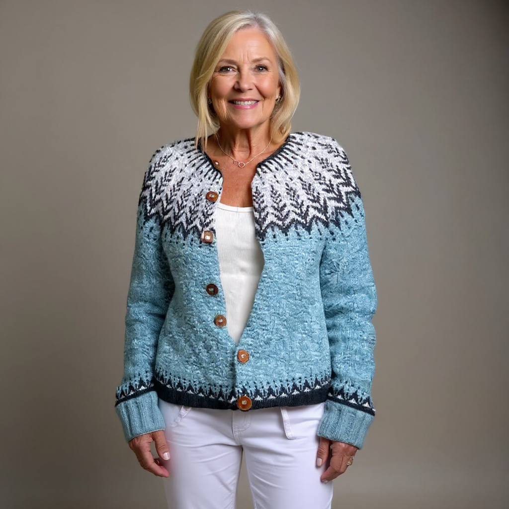 Ella | Women's Hand Knit Nordic Cardigan Sweater – Itch Free Yoke Cardigan
