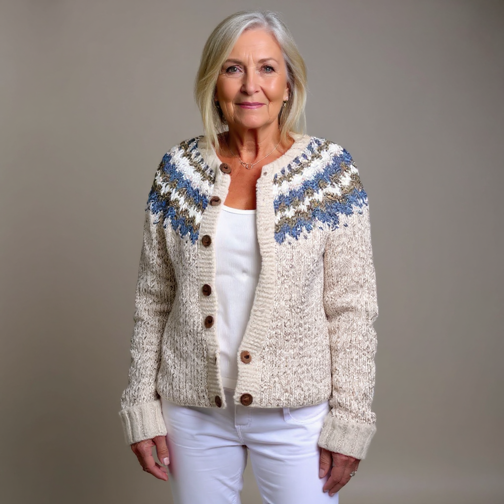 Freya | Women's Vintage Nordic Cardigan Sweater – Handmade Yoke Knit
