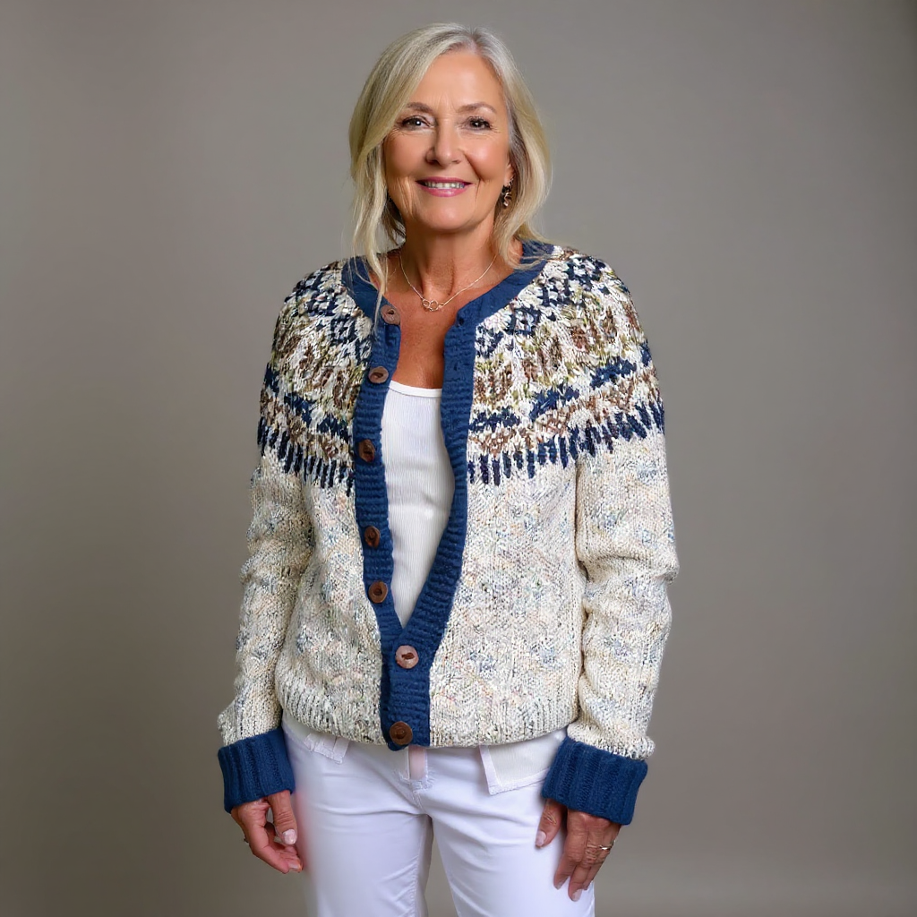 Emily | Women's Open Front Nordic Cardigan Sweater – Handmade Knit Cardigan