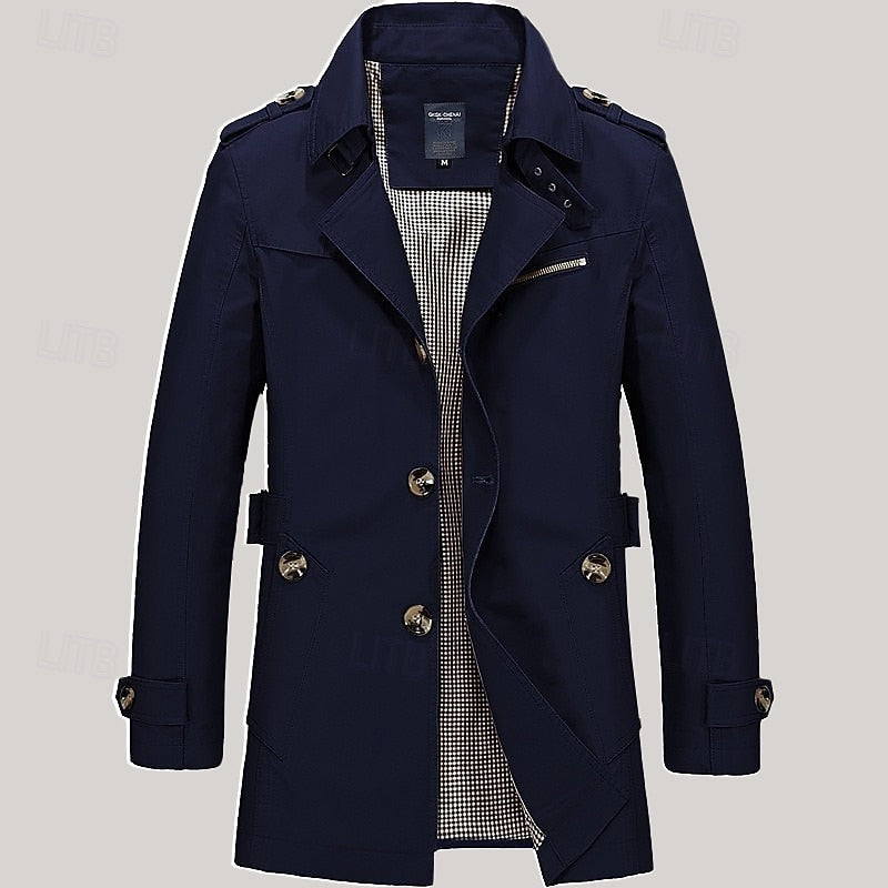 Kane | Men's Single Breasted Trench Coat – Navy Blue