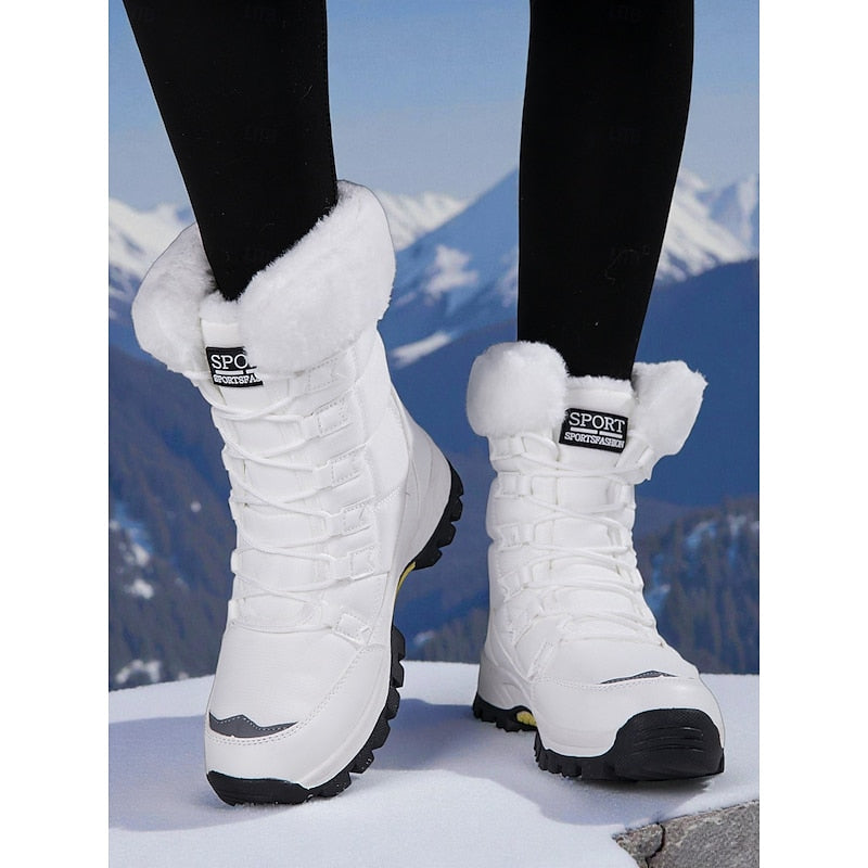 Kira | Women's Plush Lined Lace Up Winter Boots – White