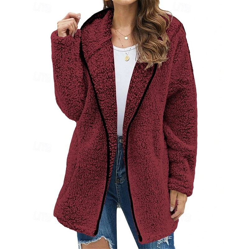 Erin | Women's Plush Hooded Winter Jacket – Wine