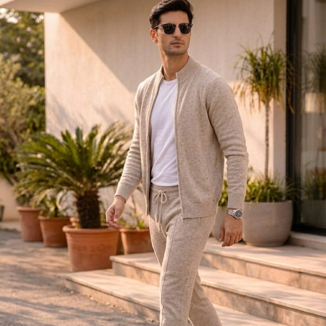 Nash | Men's Merino Wool Lounge Set – Zip Cardigan & Drawstring Pants