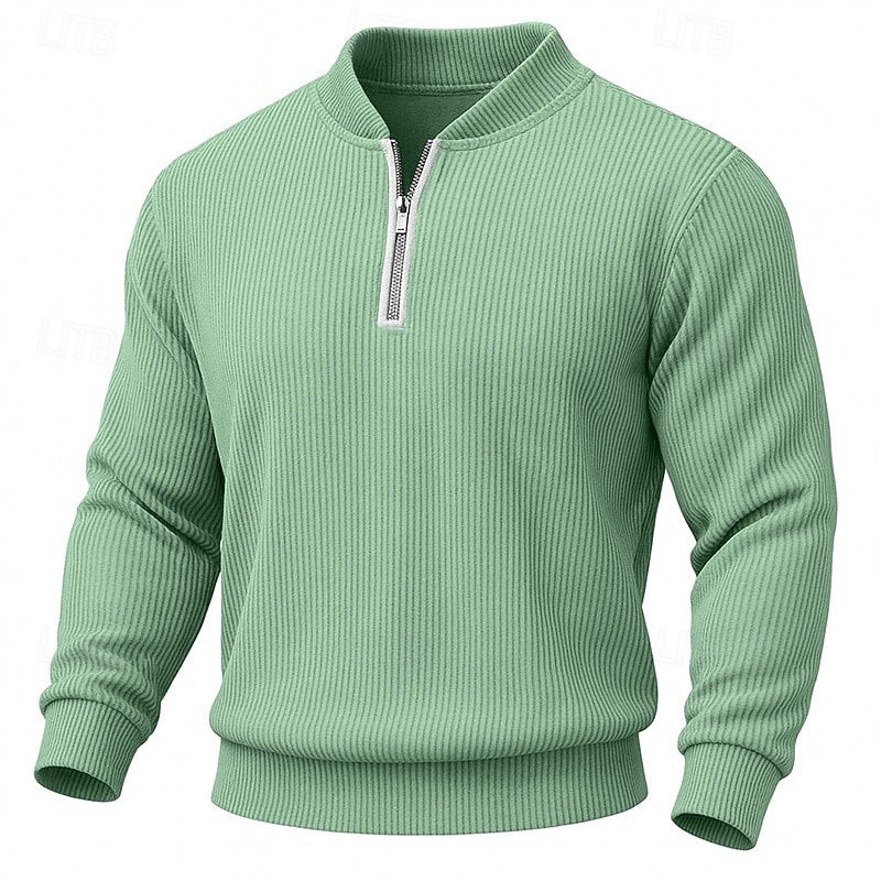 Forrest | Men's Ribbed Quarter Zip Knit Sweater – Standing Collar Pullover