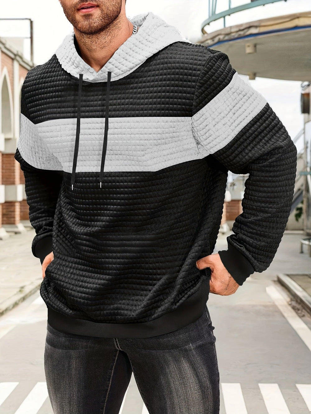 Holden | Men's Color Block Pullover Hoodie – Light Grey