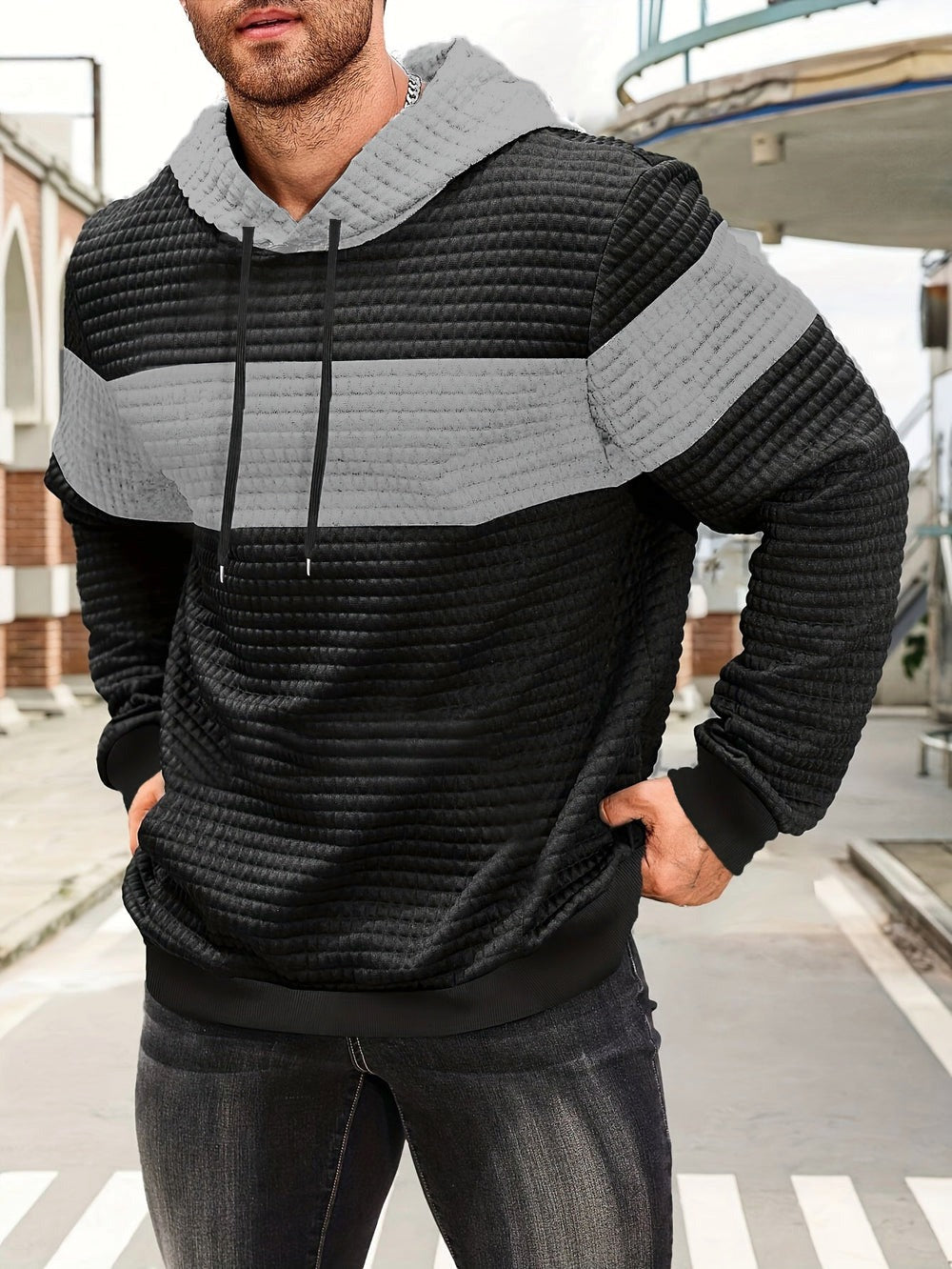 Holden | Men's Color Block Pullover Hoodie – Medium Grey