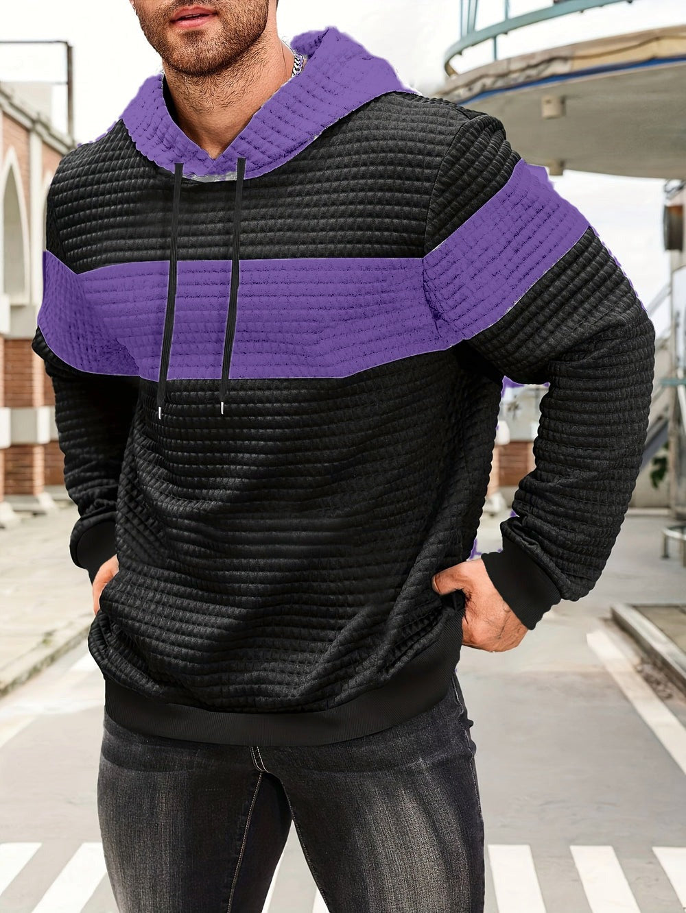 Holden | Men's Color Block Pullover Hoodie – Purple