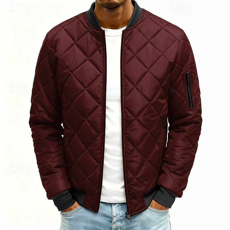 Clay | Men's Quilted Bomber Jacket – Diamond Stitch Padded Jacket