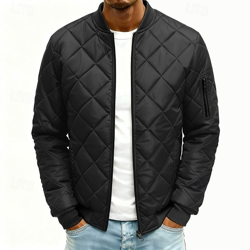 Clay | Men's Quilted Bomber Jacket – Diamond Stitch Padded Jacket