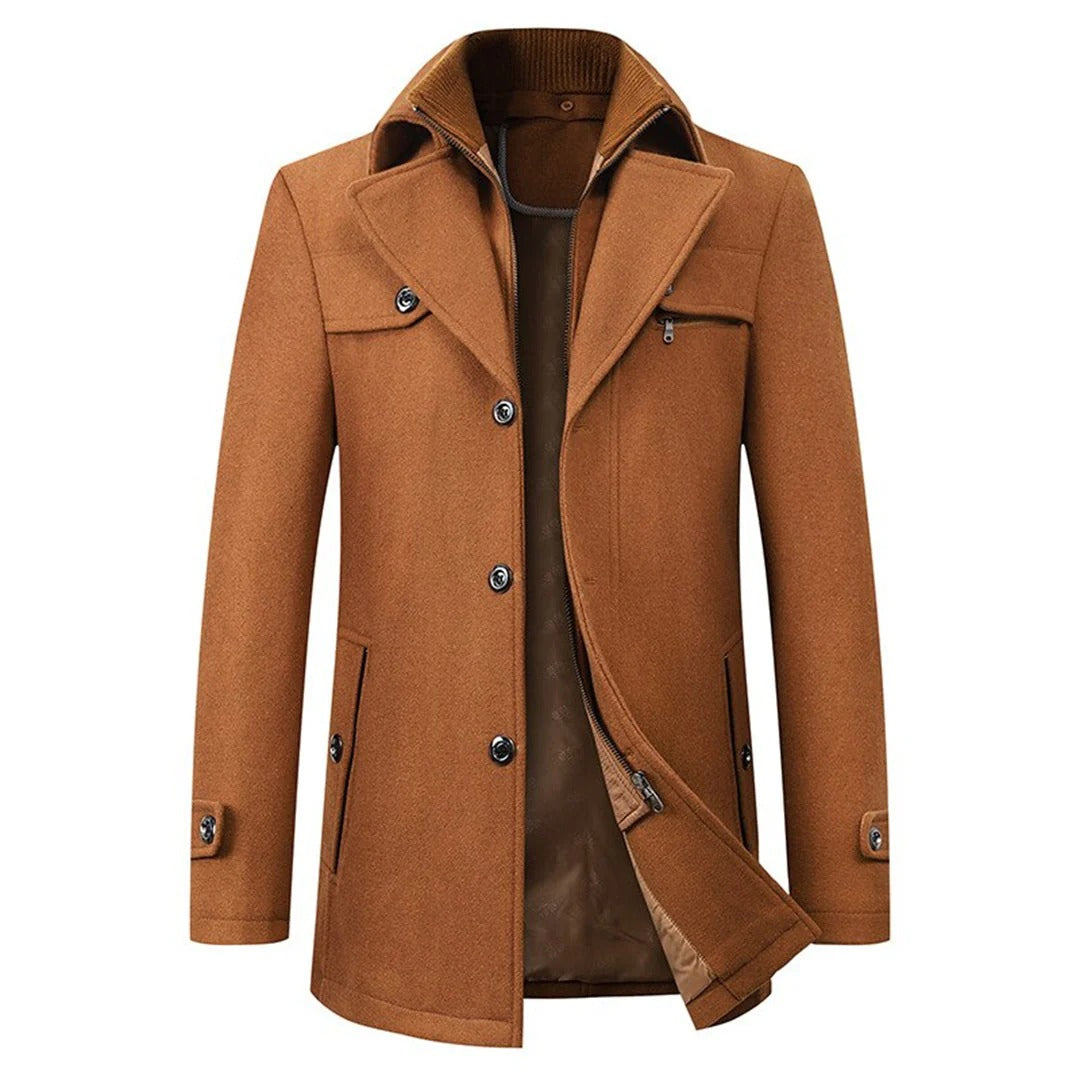 Oren | Men's Stand Collar Winter Coat – Brown