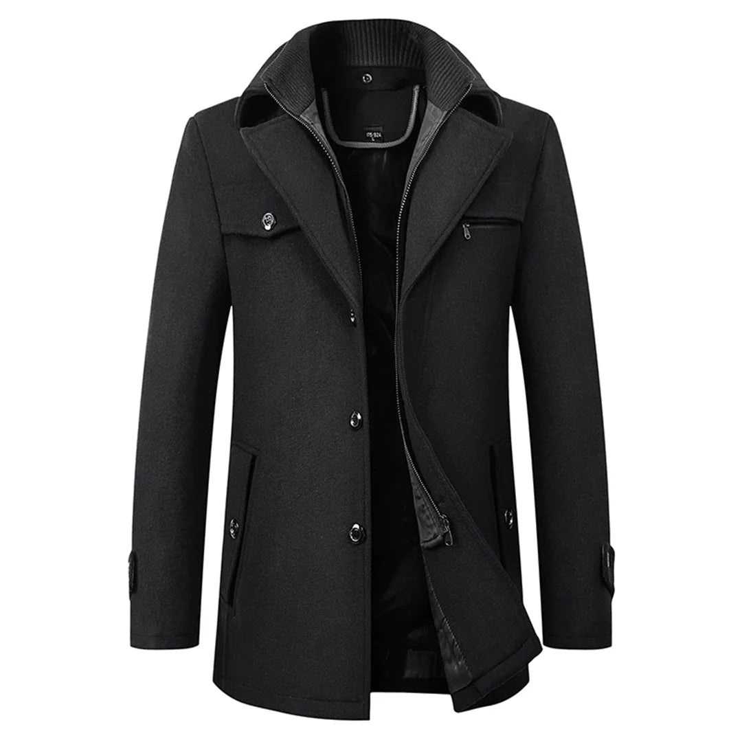 Oren | Men's Stand Collar Winter Coat – Black