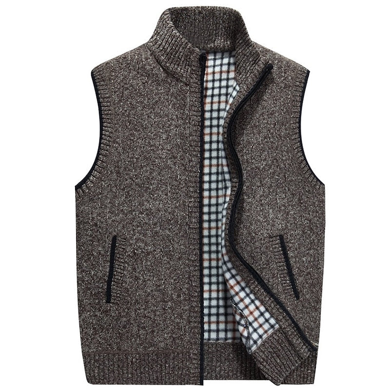 Wade | Men's Stand Collar Winter Vest – Light Brown