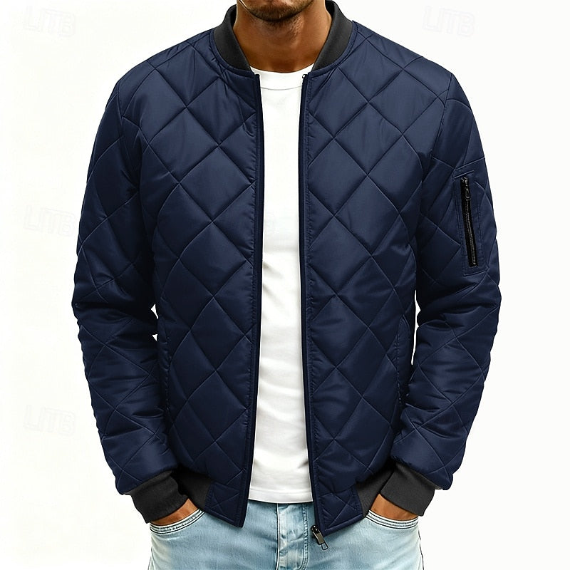 Clay | Men's Quilted Bomber Jacket – Diamond Stitch Padded Jacket
