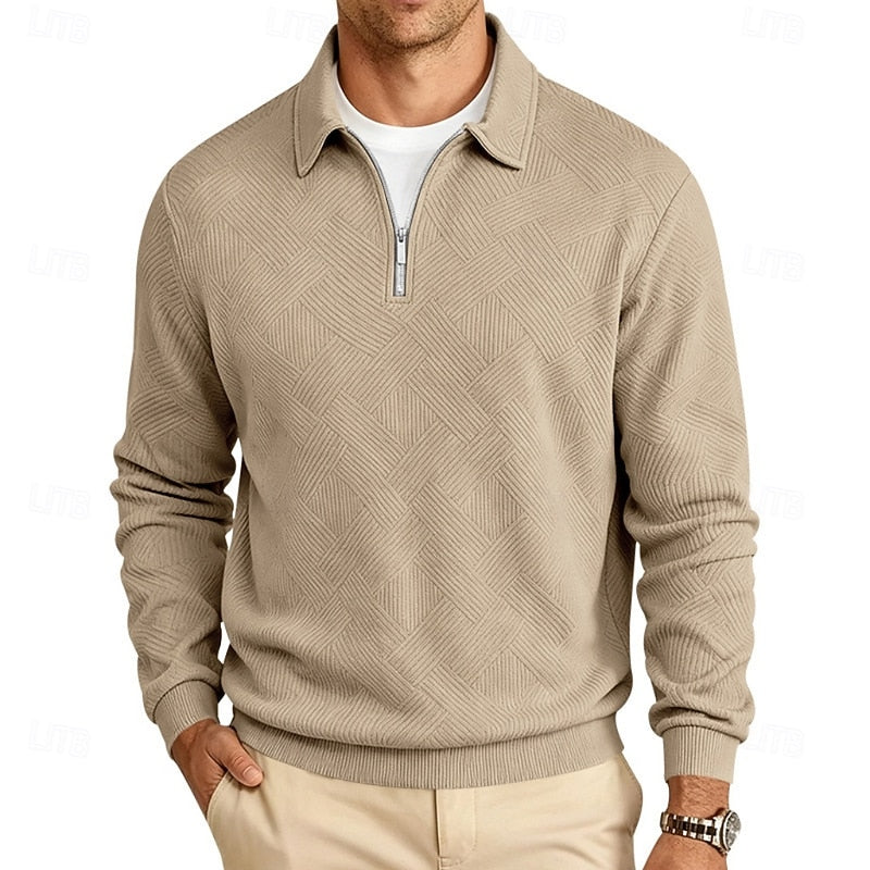 Hank | Men's Collared Quarter Zip Sweater – Textured Knit Pullover