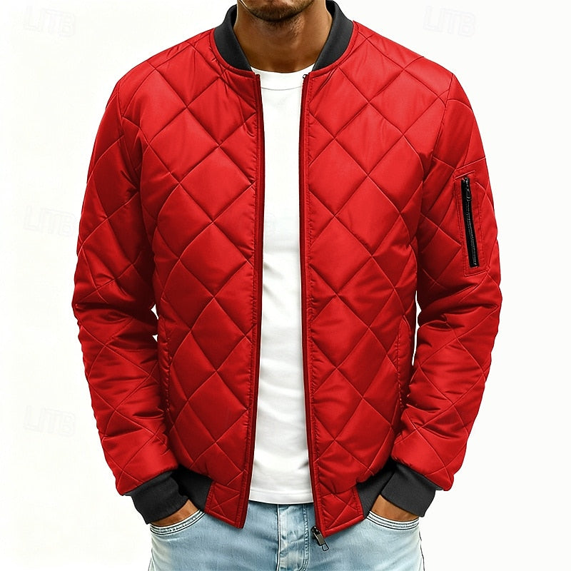 Clay | Men's Quilted Bomber Jacket – Diamond Stitch Padded Jacket
