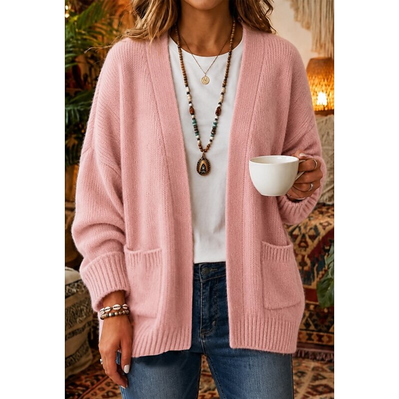 Jolie | Women's Open Front Cardigan Sweater – Pink
