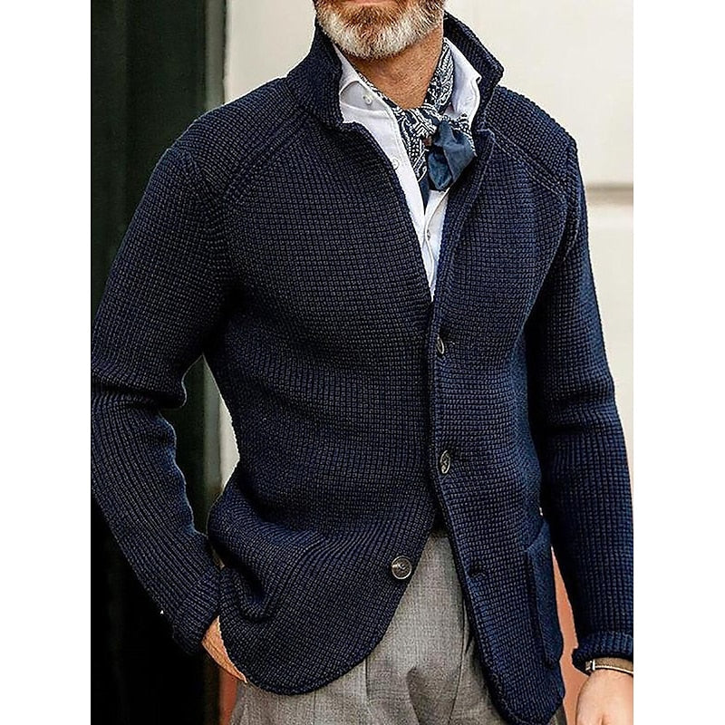 Luke | Men's Stand Collar Cardigan Sweater – Smart Casual Knit Cardigan