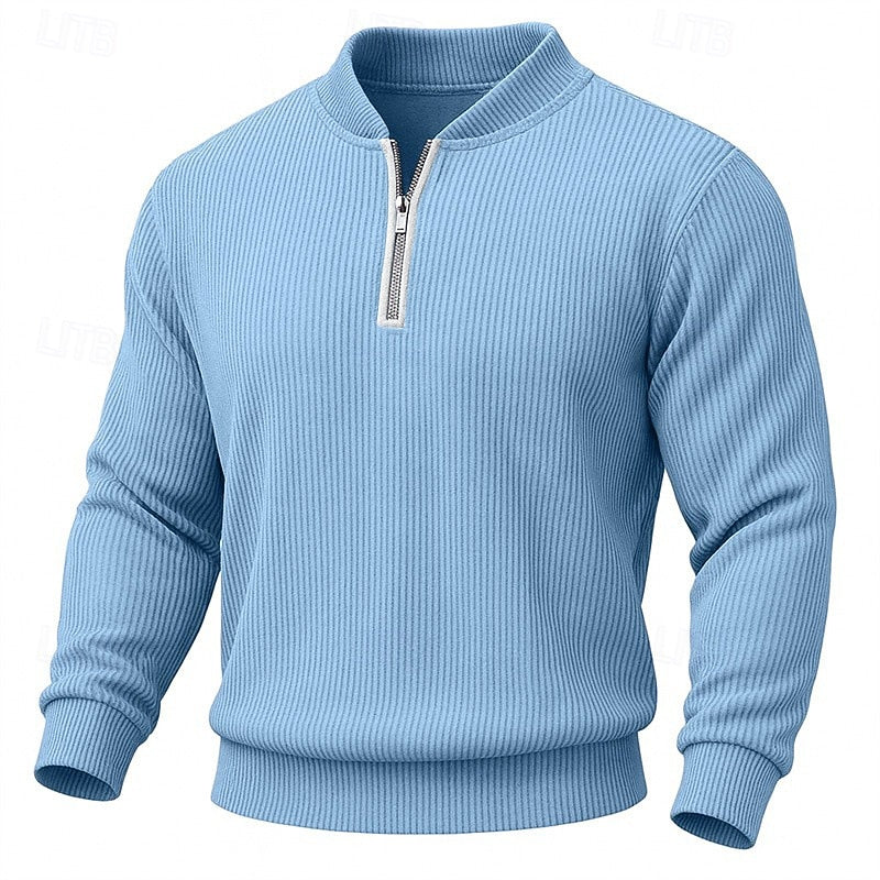 Forrest | Men's Ribbed Quarter Zip Knit Sweater – Standing Collar Pullover