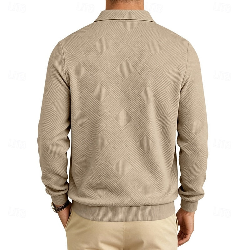 Hank | Men's Collared Quarter Zip Sweater – Textured Knit Pullover